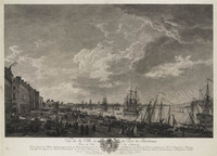 KG 13415
<br/>
Havens van Frankrijk: stad en haven van Bordeaux
<br/>
<em>Cochin de Jongere, Charles Nicolas de (1715 - 1790)</em>